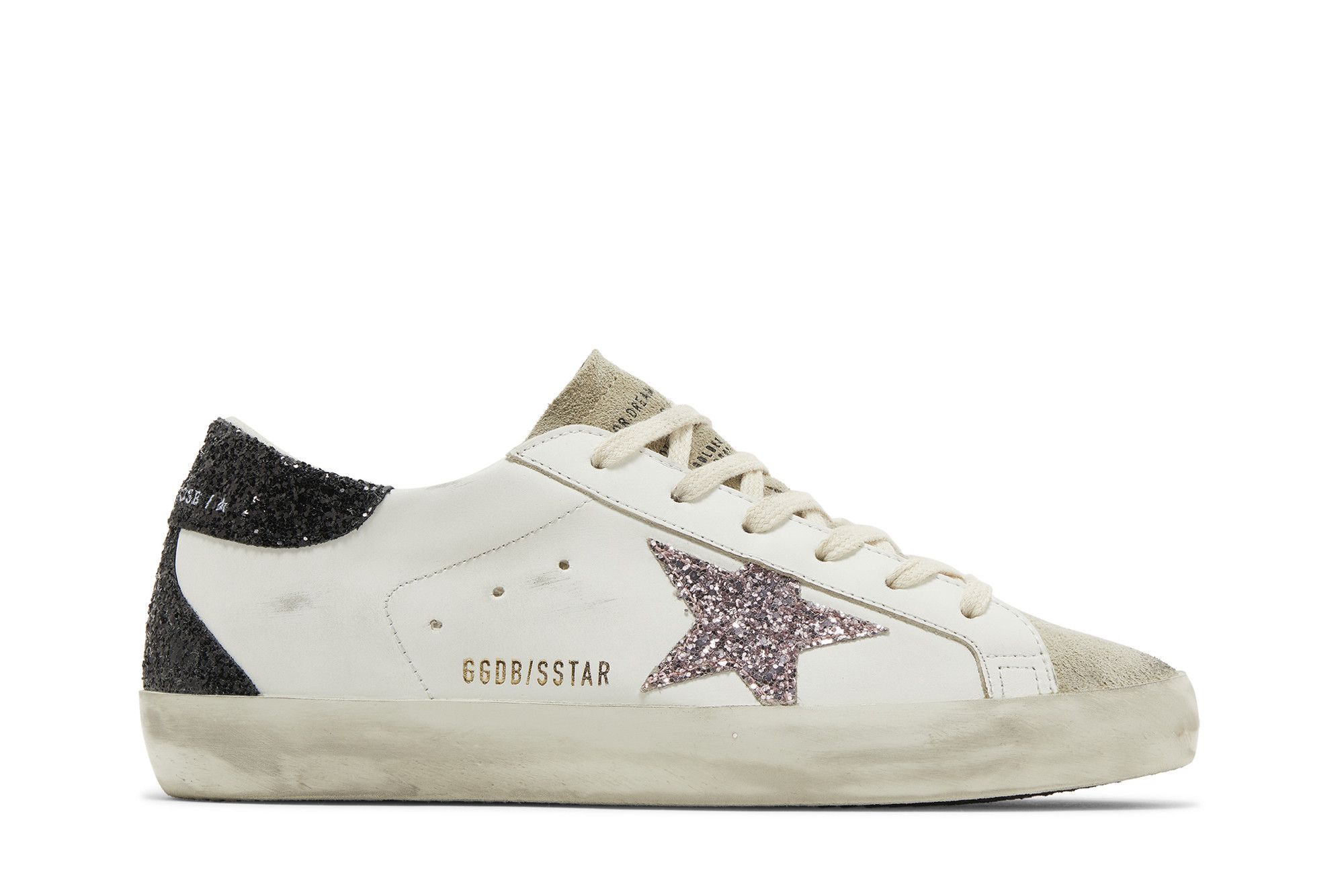 Size 4.5 Golden Goose Wmns Superstar White Mauve Pink Glitter