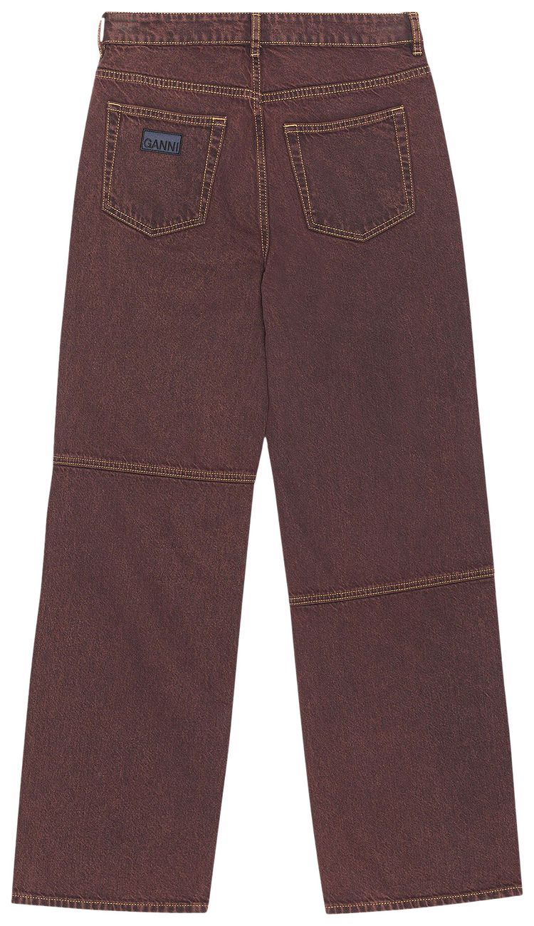 GANNI Overdyed Bleach Denim Izey Jeans Shaved Chocolate