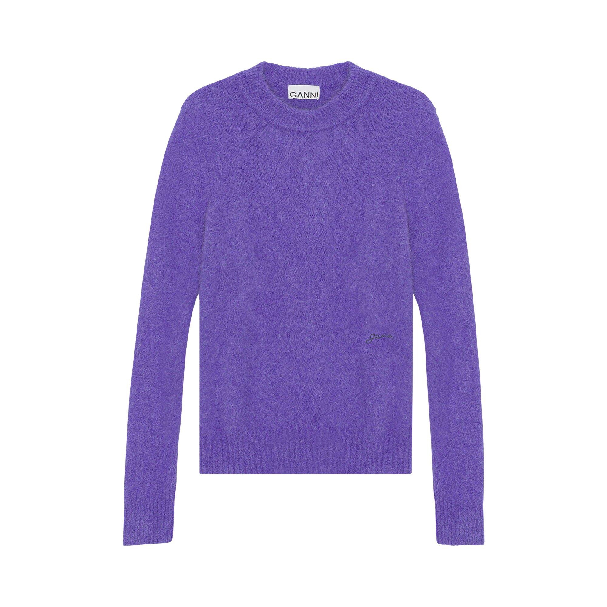 Buy GANNI Brushed Alpaca O-Neck Sweater 'Simply Purple' - K2031