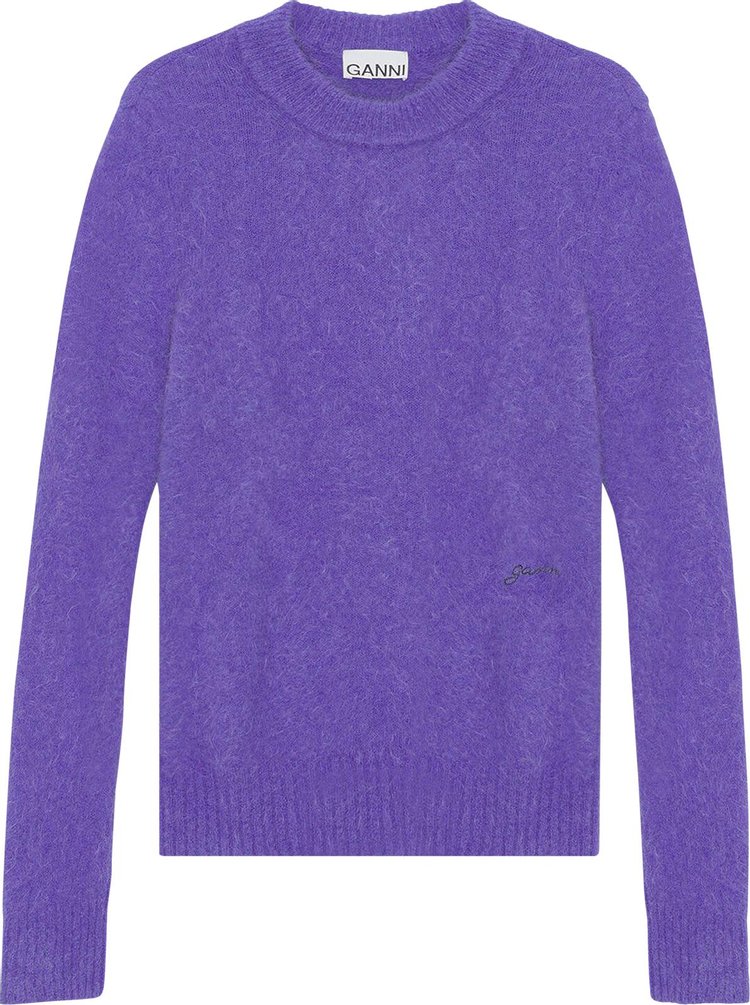 GANNI Brushed Alpaca O-Neck Sweater 'Simply Purple'