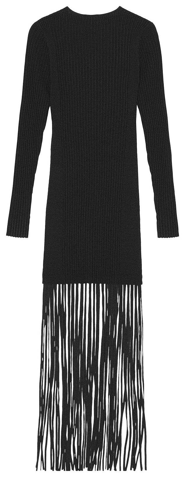 GANNI Knit Fringe Mini Dress Black