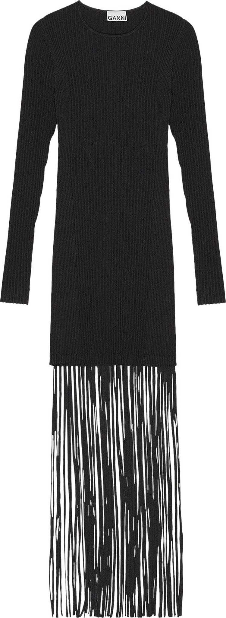 GANNI Knit Fringe Mini Dress 'Black'