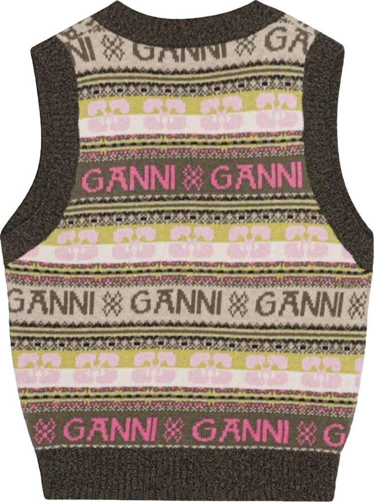 GANNI Logo Wool Mix Vest Kalamata