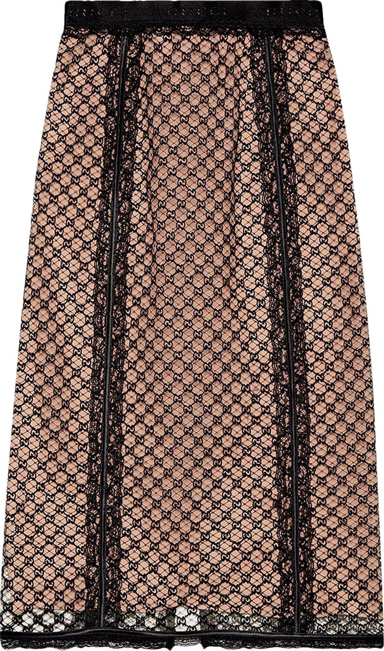 Gucci GG Net Skirt With Lace Trims 'Black'