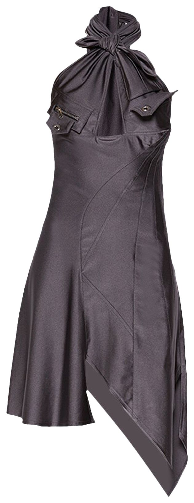 Coperni Racing Halterneck Mini Dress Taupe Grey