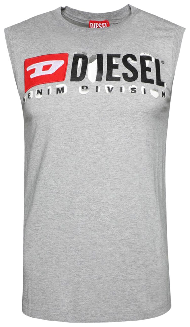 Diesel Destroyed Logo Tank Top Grey