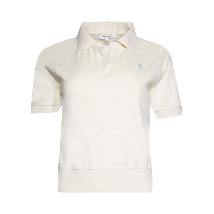 Sporty  Rich Short Sleeve Terry Polo MilkWashed Hydrangea