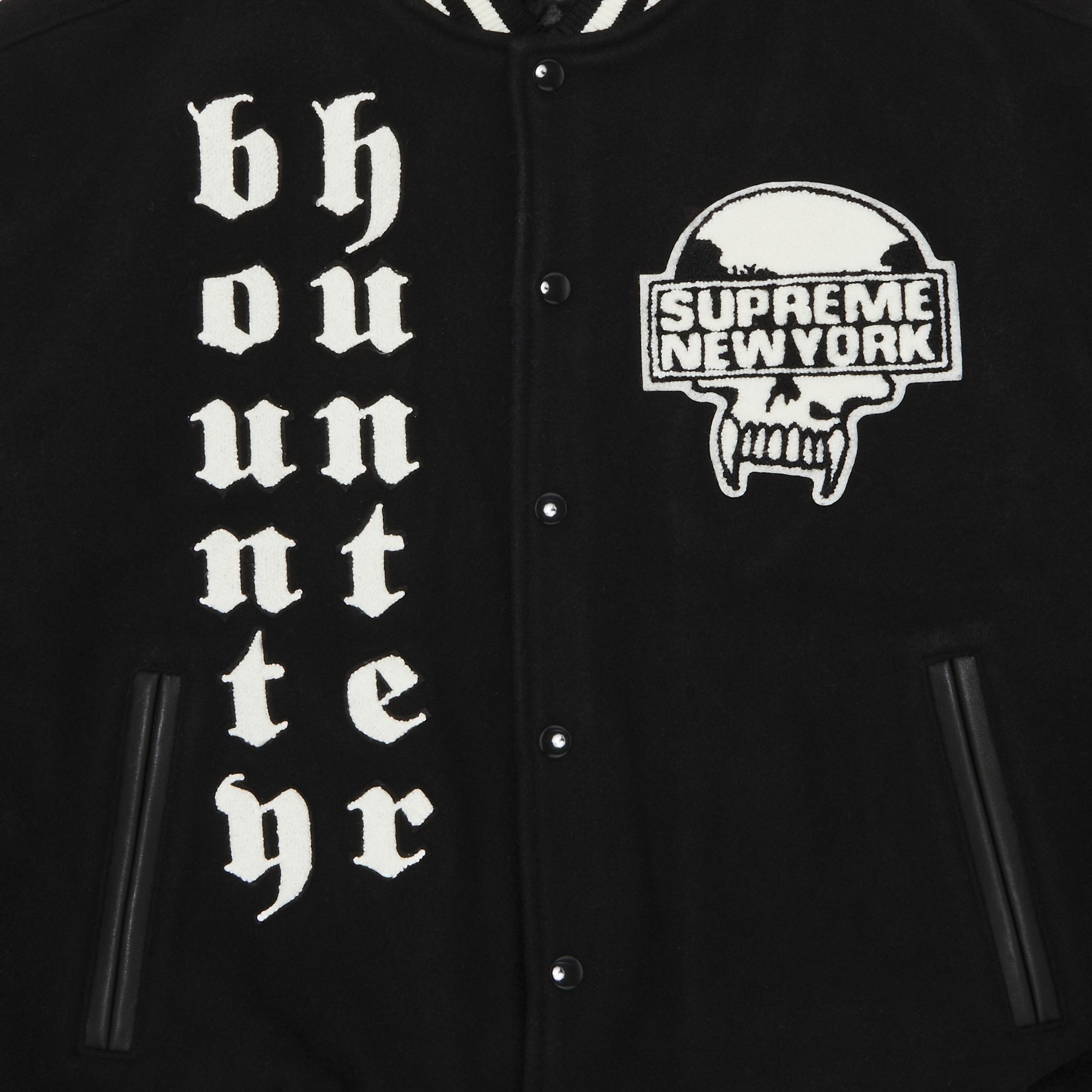 Size l Supreme x Bounty Hunter Varsity Jacket 'Black'