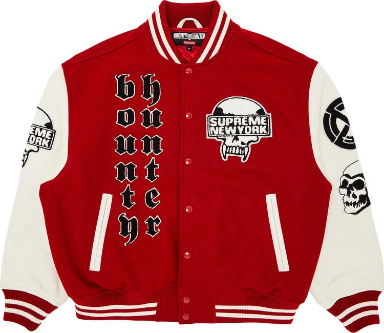 Supreme x Bounty Hunter Varsity Jacket 'Red'