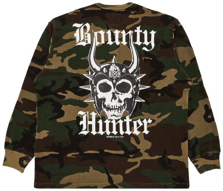 Supreme x Bounty Hunter Thermal Henley Long Sleeve Top Woodland Camo