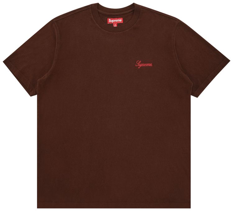 Supreme Washed Script Short Sleeve Top Dark Brown