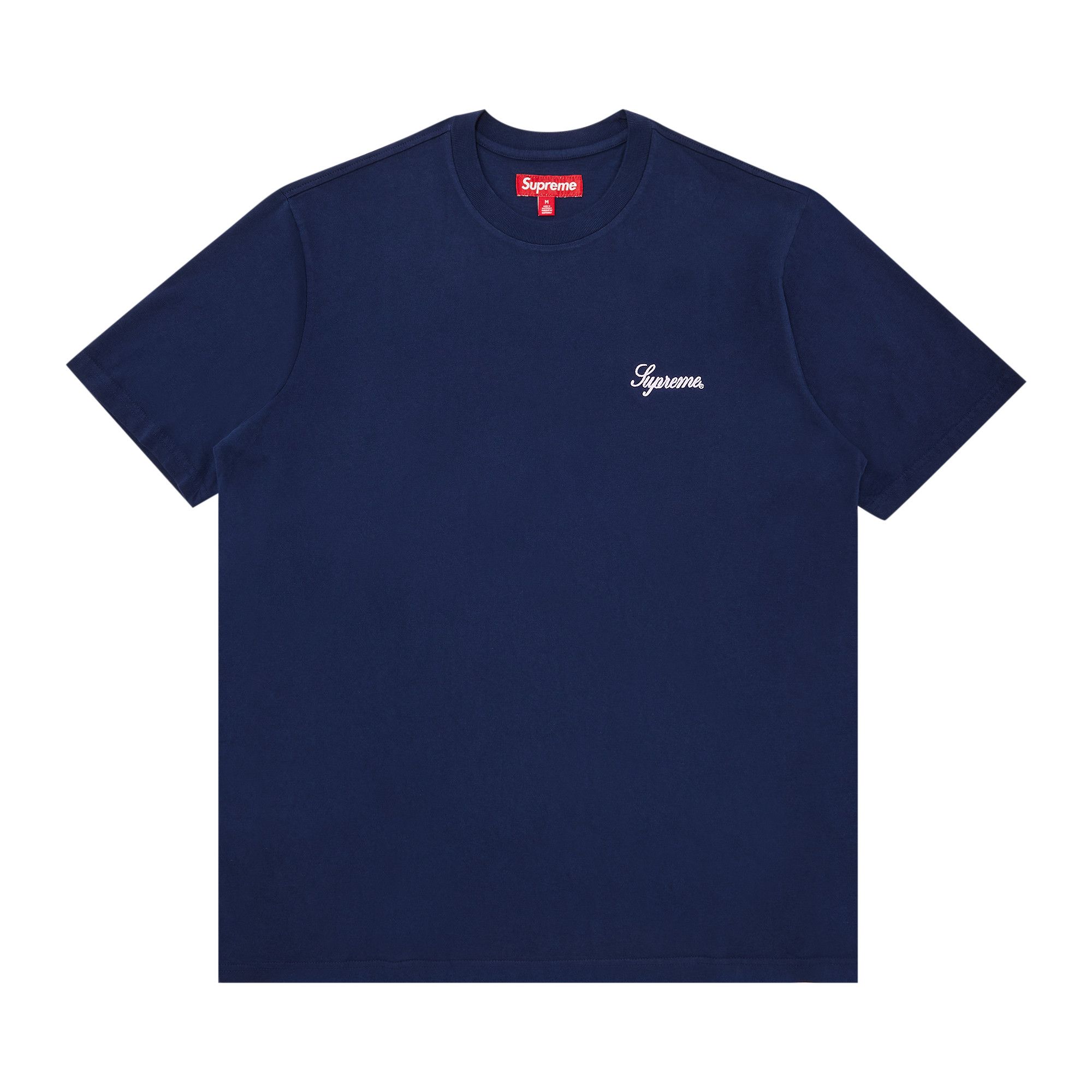 Buy Supreme Washed Script Short-Sleeve Top 'Navy' - FW23KN64