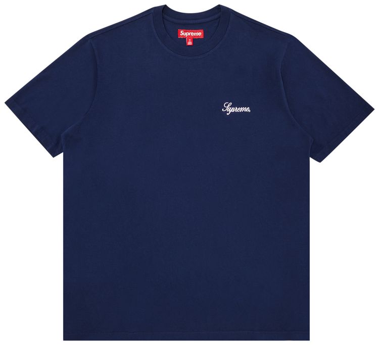 Supreme Washed Script Short Sleeve Top Navy