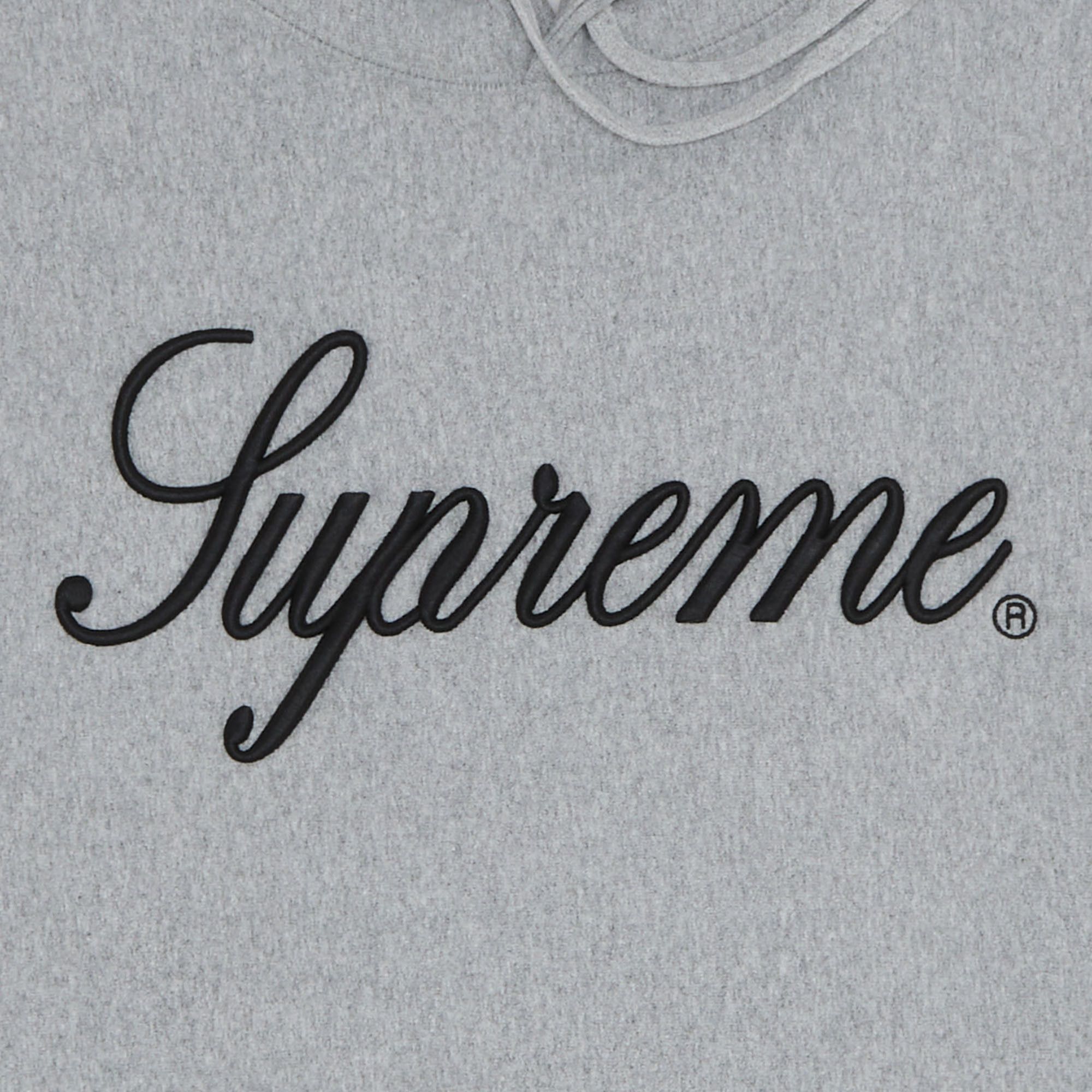Buy Supreme Raised Script Hooded Sweatshirt 'Heather Grey