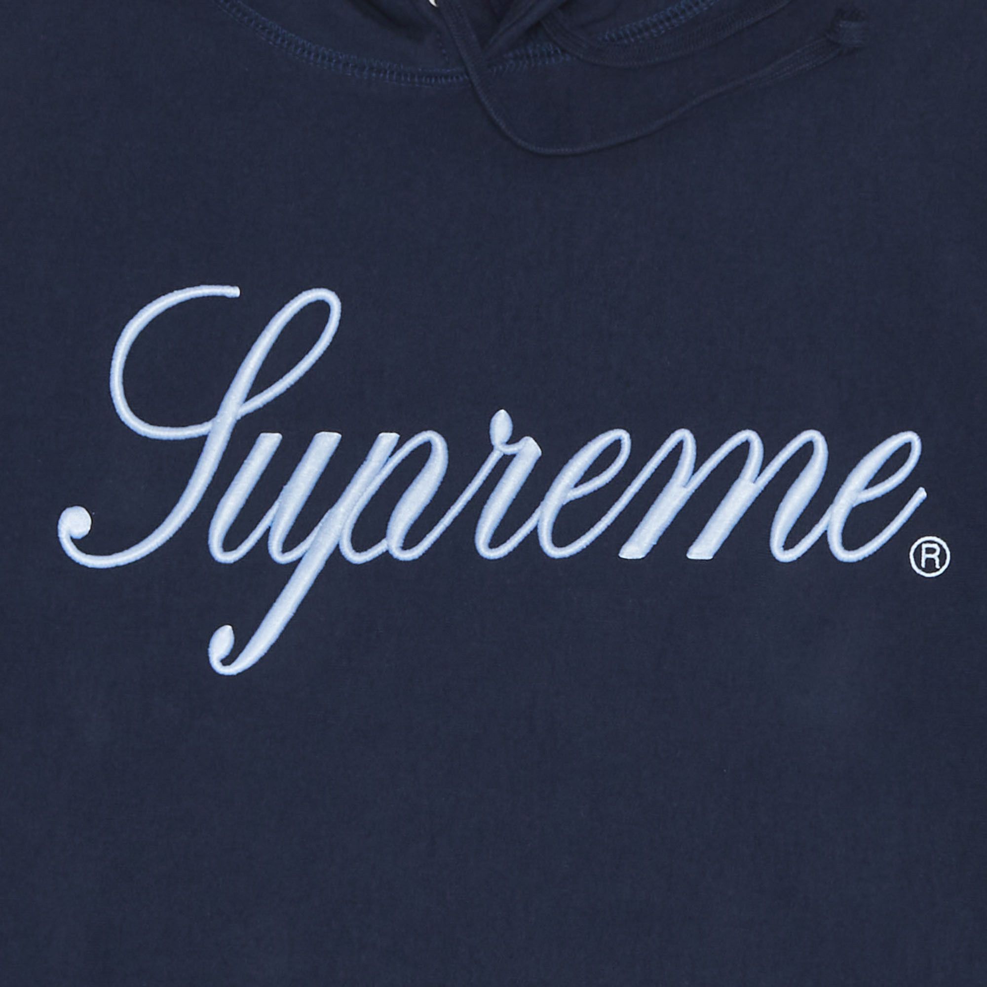 Buy Supreme Raised Script Hooded Sweatshirt 'Navy