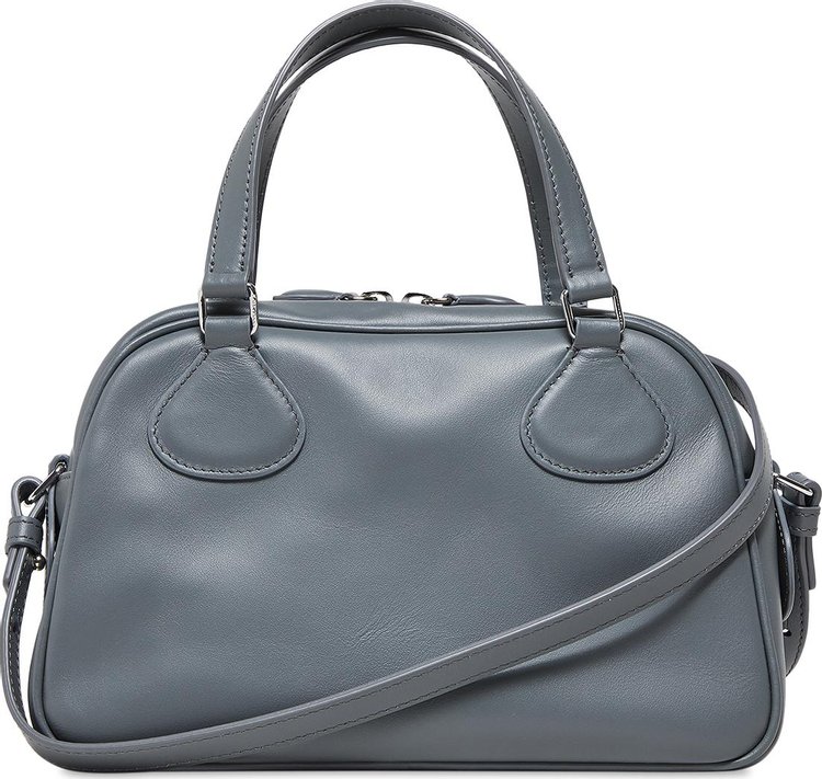 Courreges AC Leather Bowling Bag Steel Grey