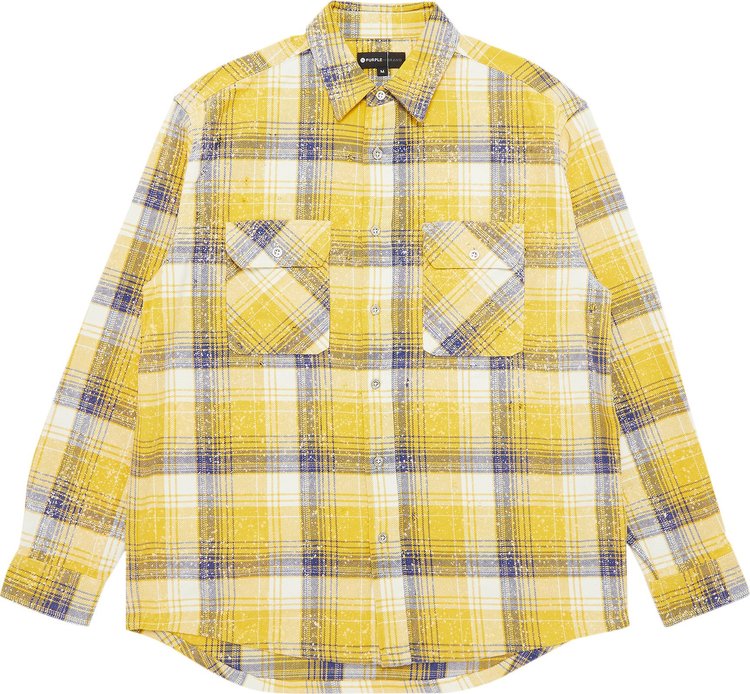 PURPLE BRAND Plaid Woven Shirt 'Yellow/Navy/White'