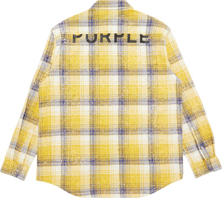 PURPLE BRAND Plaid Woven Shirt YellowNavyWhite