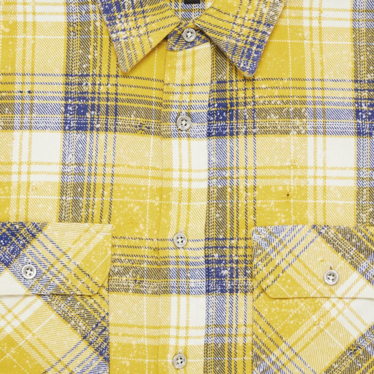 PURPLE BRAND Plaid Woven Shirt YellowNavyWhite