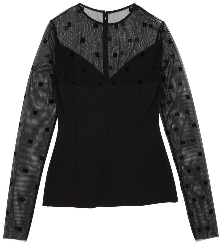 Givenchy 4G Tulle Long Sleeve Top Black