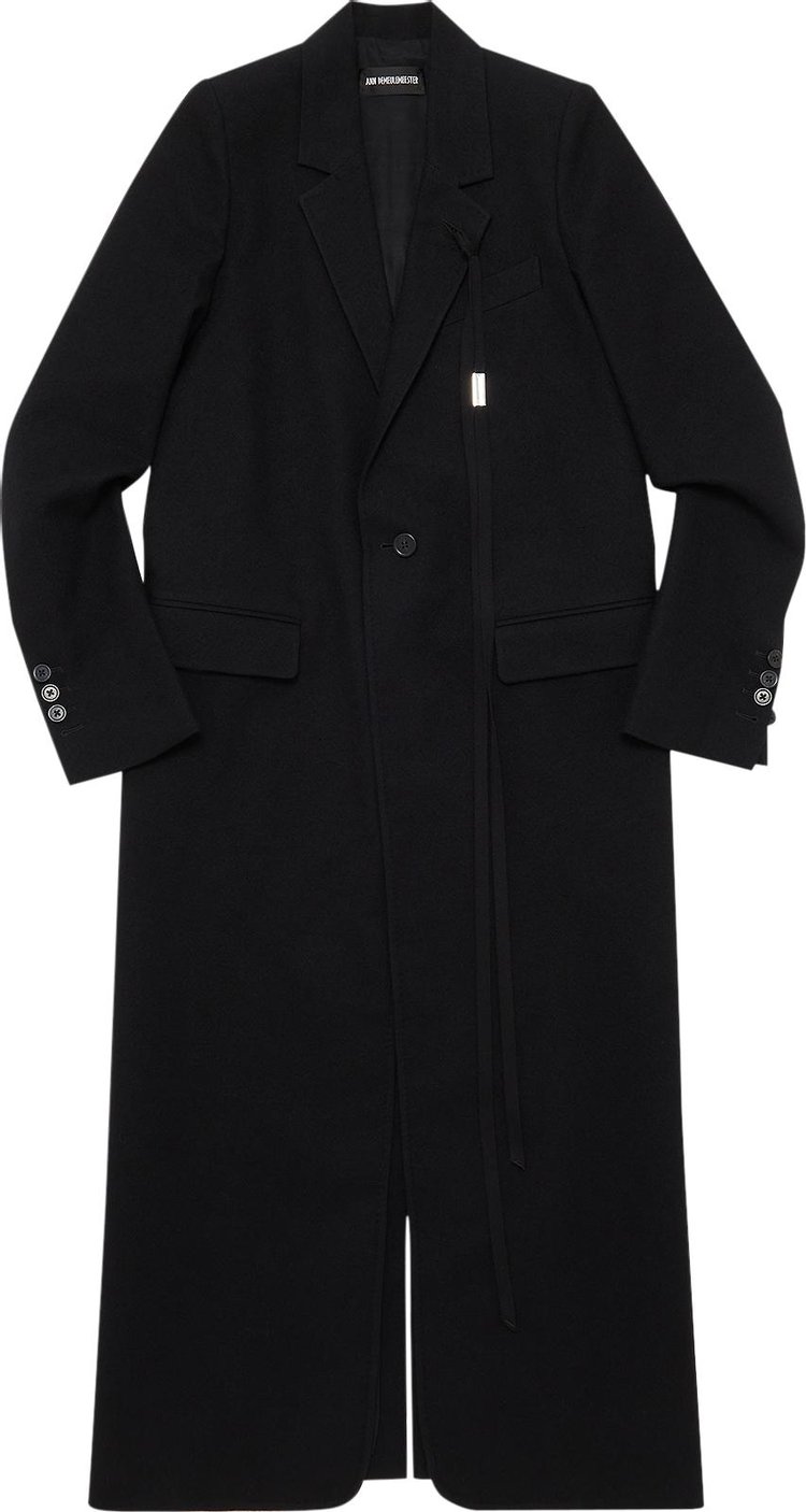 Buy Ann Demeulemeester Lieke Straight Tailored Brushed Wool Coat 'Black ...