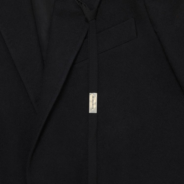 Ann Demeulemeester Lieke Straight Tailored Brushed Wool Coat Black