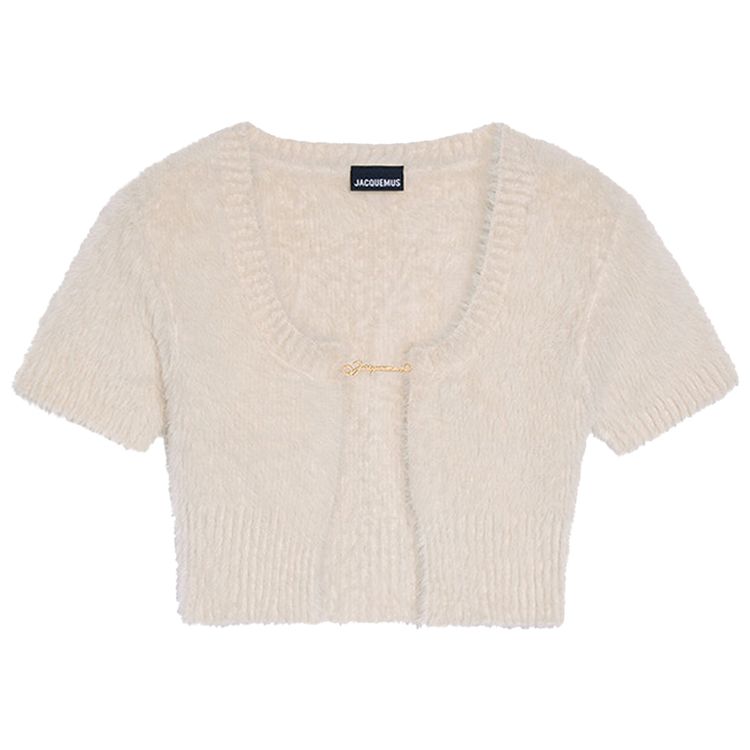 Jacquemus La Maille Neve Fluffy Charm Logo Cardigan Off White