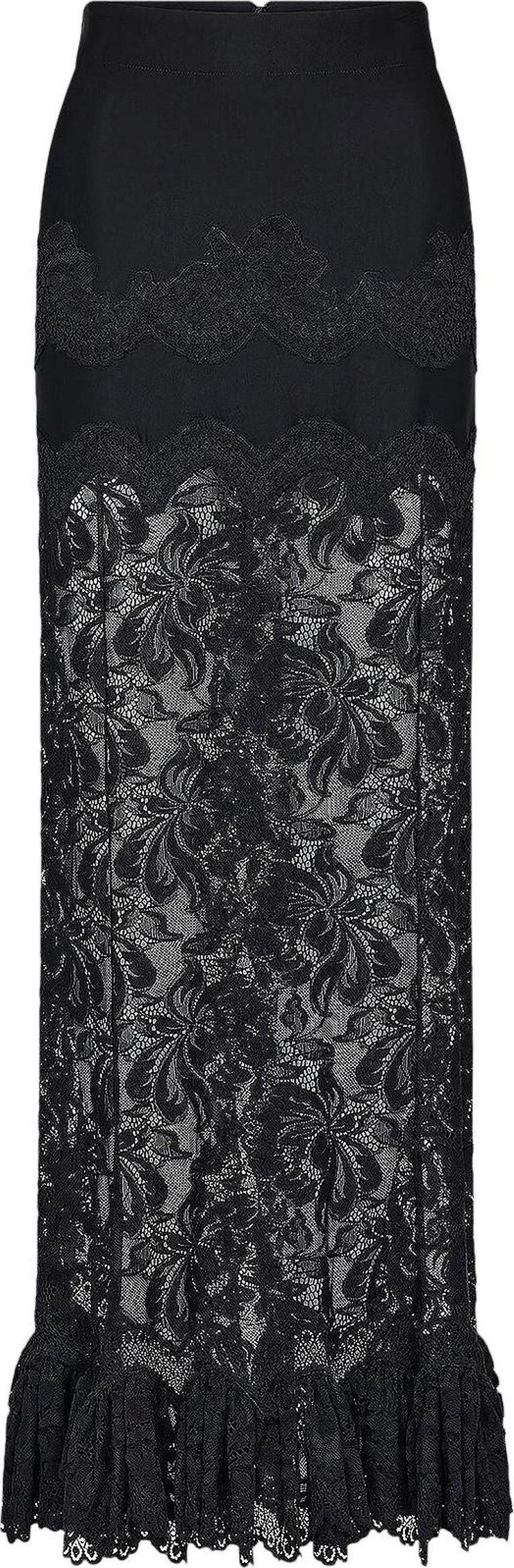 Paco Rabanne Floral Embroidered Stretch Woven Maxi Skirt 'Black'