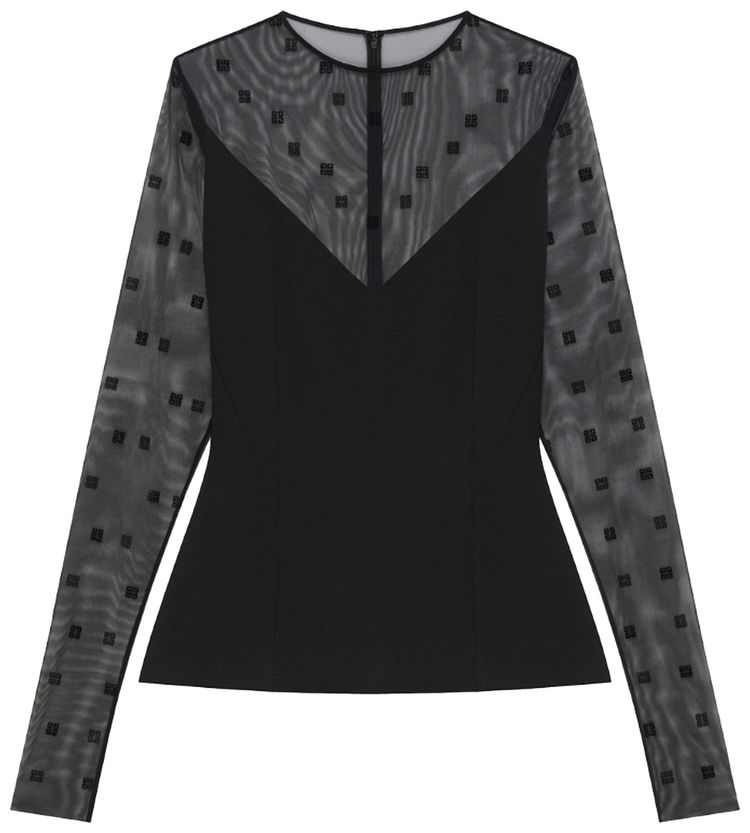Givenchy 4G Tulle Long Sleeve Top Black