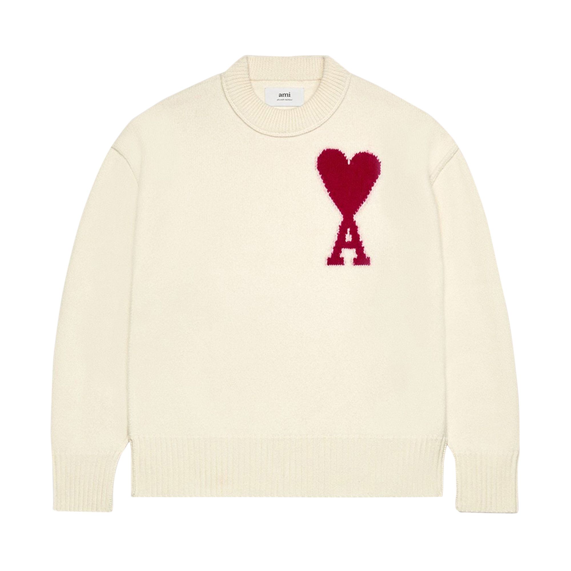 Buy Ami ADC Sweater 'Off White/Red' - BFUKS006 018 154 | GOAT