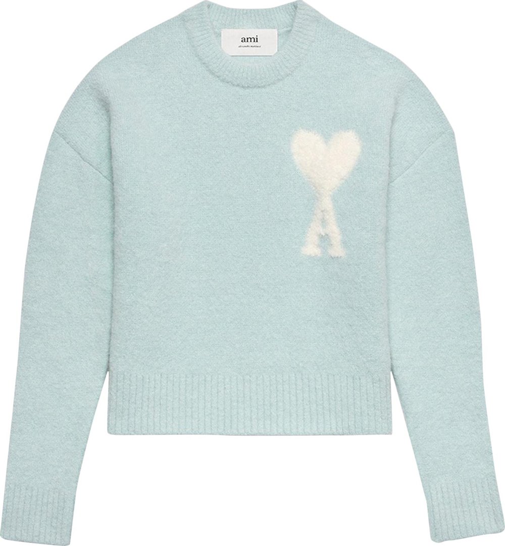 Buy Ami ADC Sweater 'Aquamarine/Ivory' - UKS025 KN0032 482 | GOAT