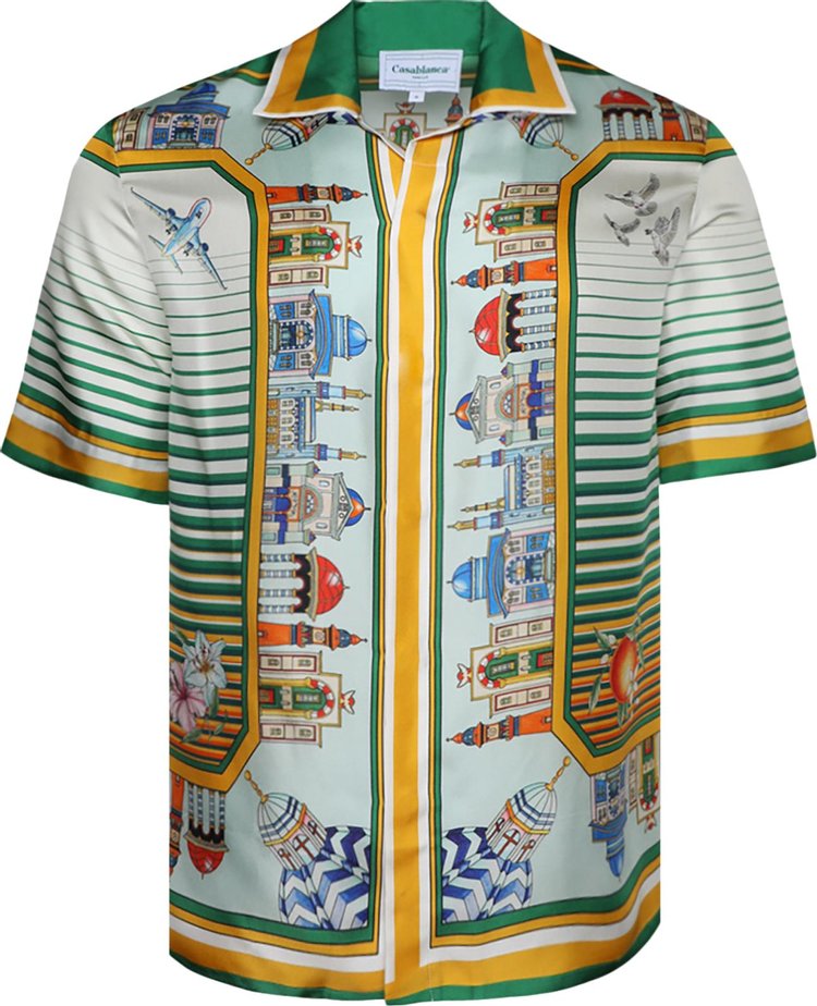 Casablanca Cuban Collar Short Sleeve Shirt Rainbow Monogram