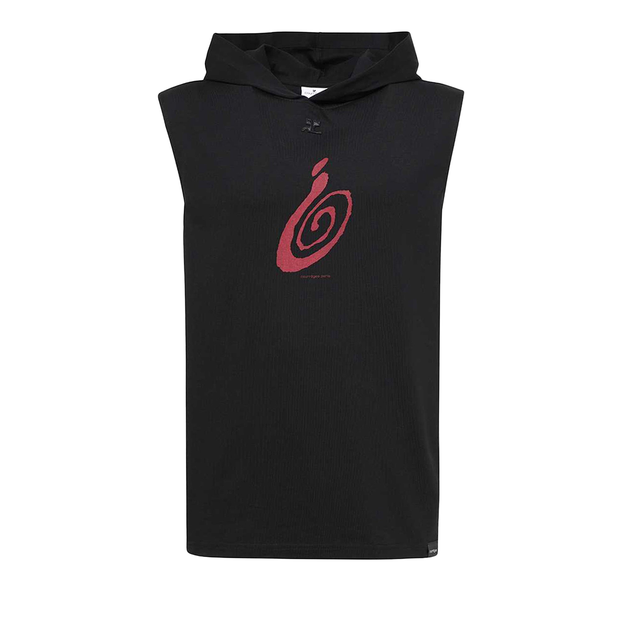 Buy Courrèges Hooded Sleeveless Print T-Shirt 'Black 