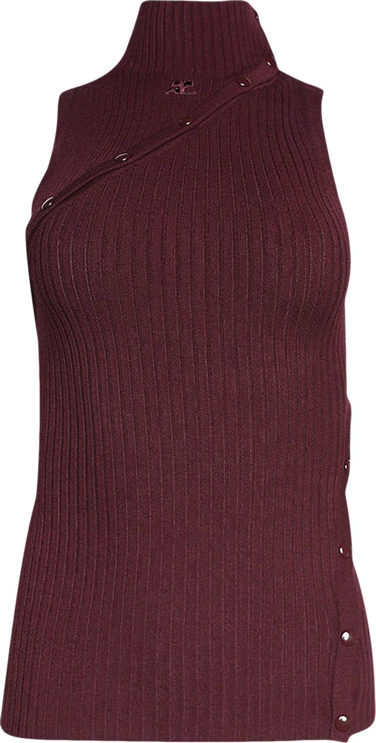 Courrèges Multistyling Rib Knit Top 'Burgundy'