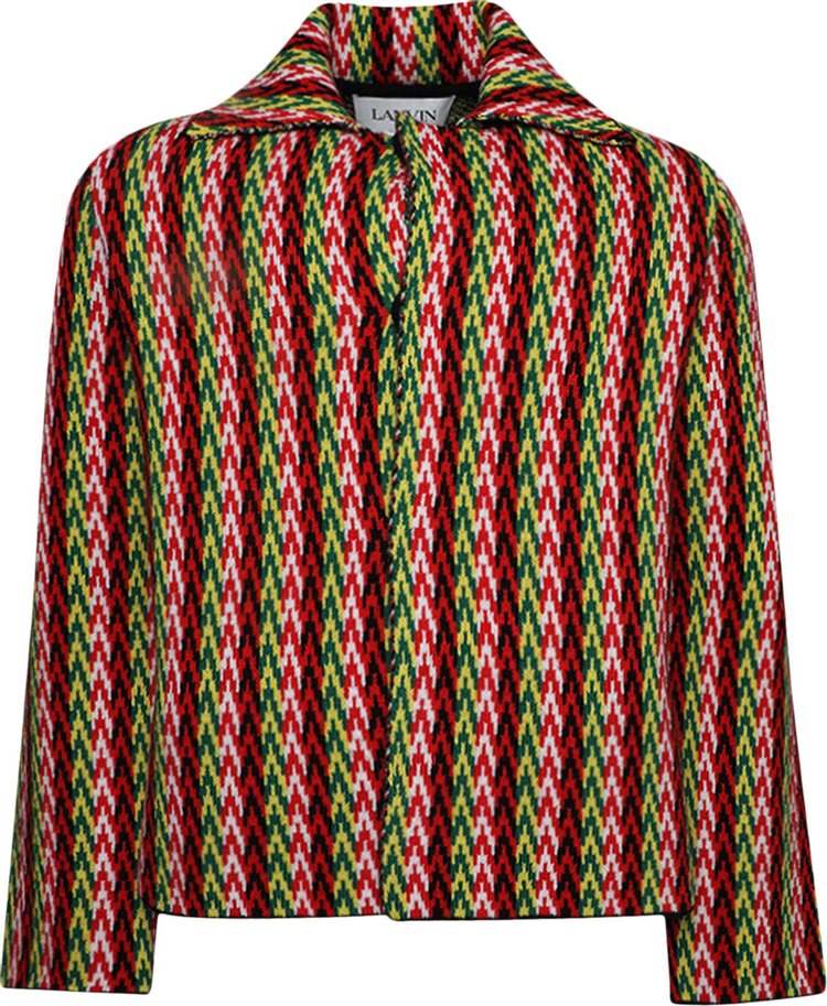 Lanvin Curb Chevron Knit Jacket 'Green/Multicolor'