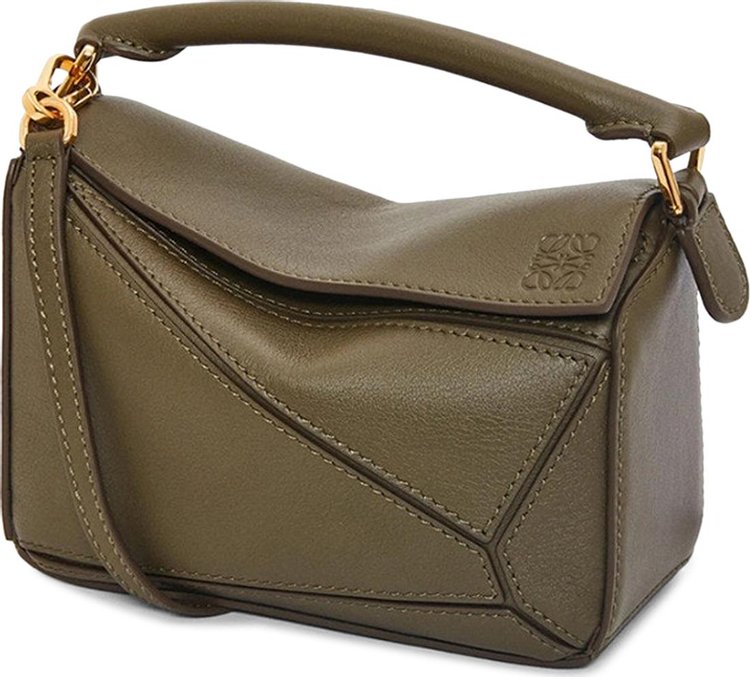 Loewe - Small Puzzle Dark Khaki Leather Shoulder Bag