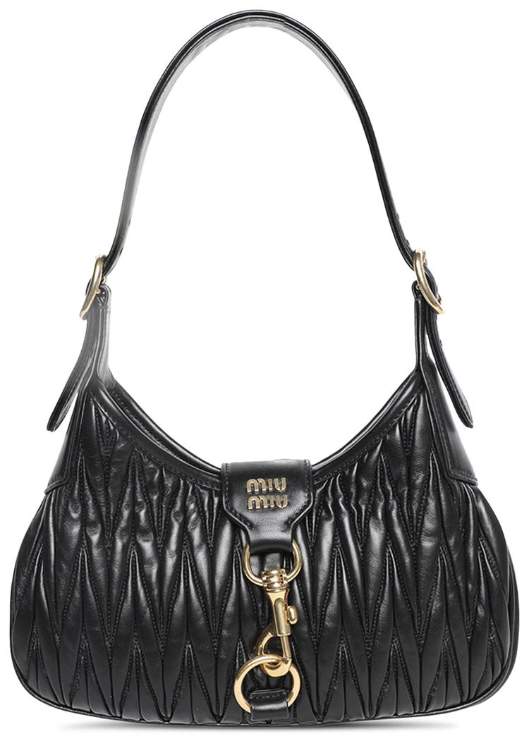 Miu Miu Madras Leather Hobo Bag Black