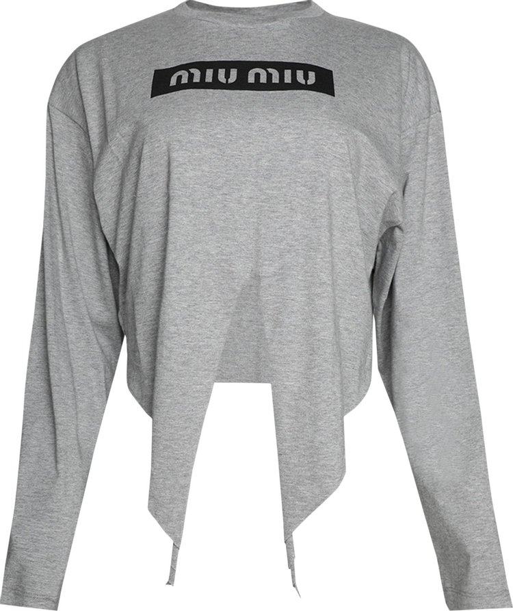 Miu Miu Printed Jersey T-Shirt 'Grigio'