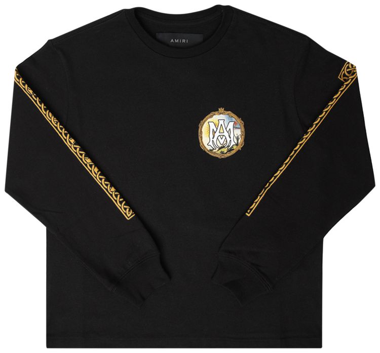 Amiri Kids Landscape Frame Long Sleeve T Shirt Black