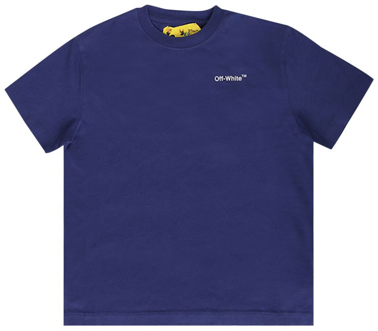 Off White Kids Logo Industrial Tee Navy BlueYellow
