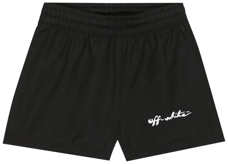 Off White Kids Script Diag Swimshort BlackWhite