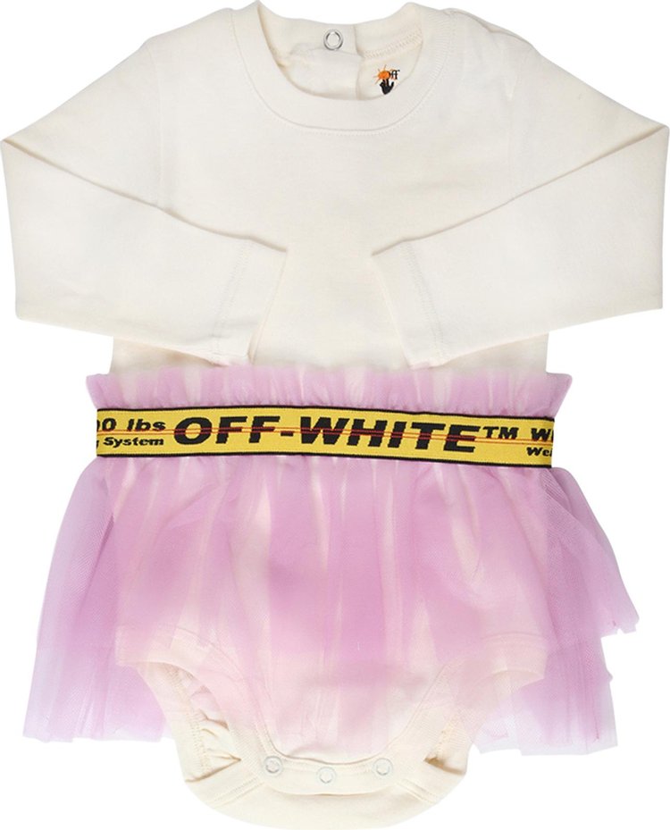 Off-White Kids Logo Band Tulle Body Dress 'Off White/Pink'
