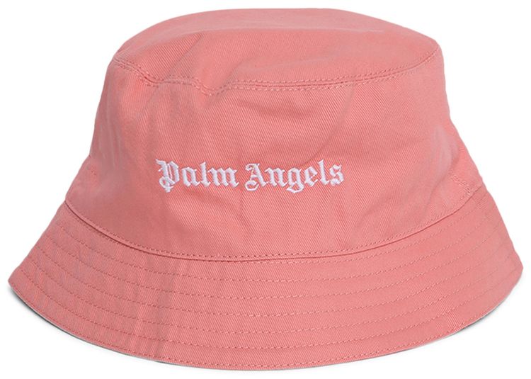 Palm Angels Kids Logo Damier Double Bucket Hat PinkWhite