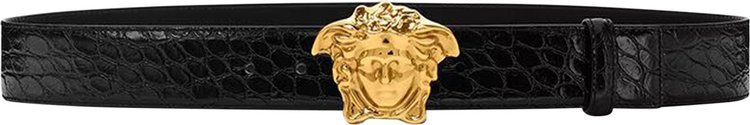 Versace Croc Embossed Belt 'Black Palladium'