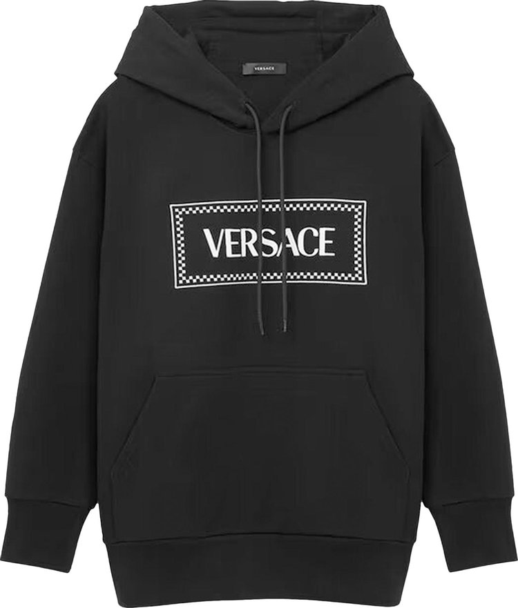 Versace Embroidered Logo Hoodie 'Black/White'
