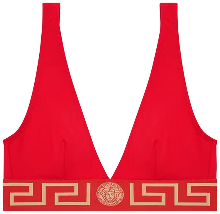 Versace Greca Border Bikini Top 'Red'