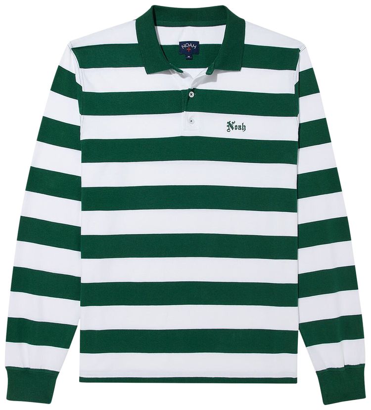 Noah Jersey Long Sleeve Polo GreenWhite