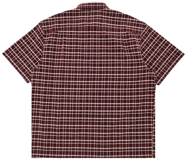 Supreme Plaid Corduroy Half Zip Short Sleeve Shirt Red