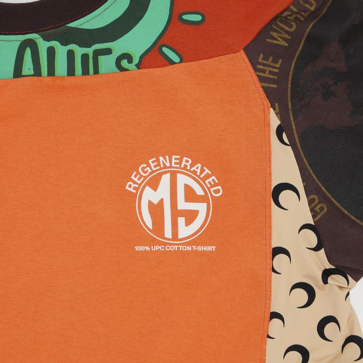 Marine Serre Regenerated Graphic Patchwork T Shirt Orange