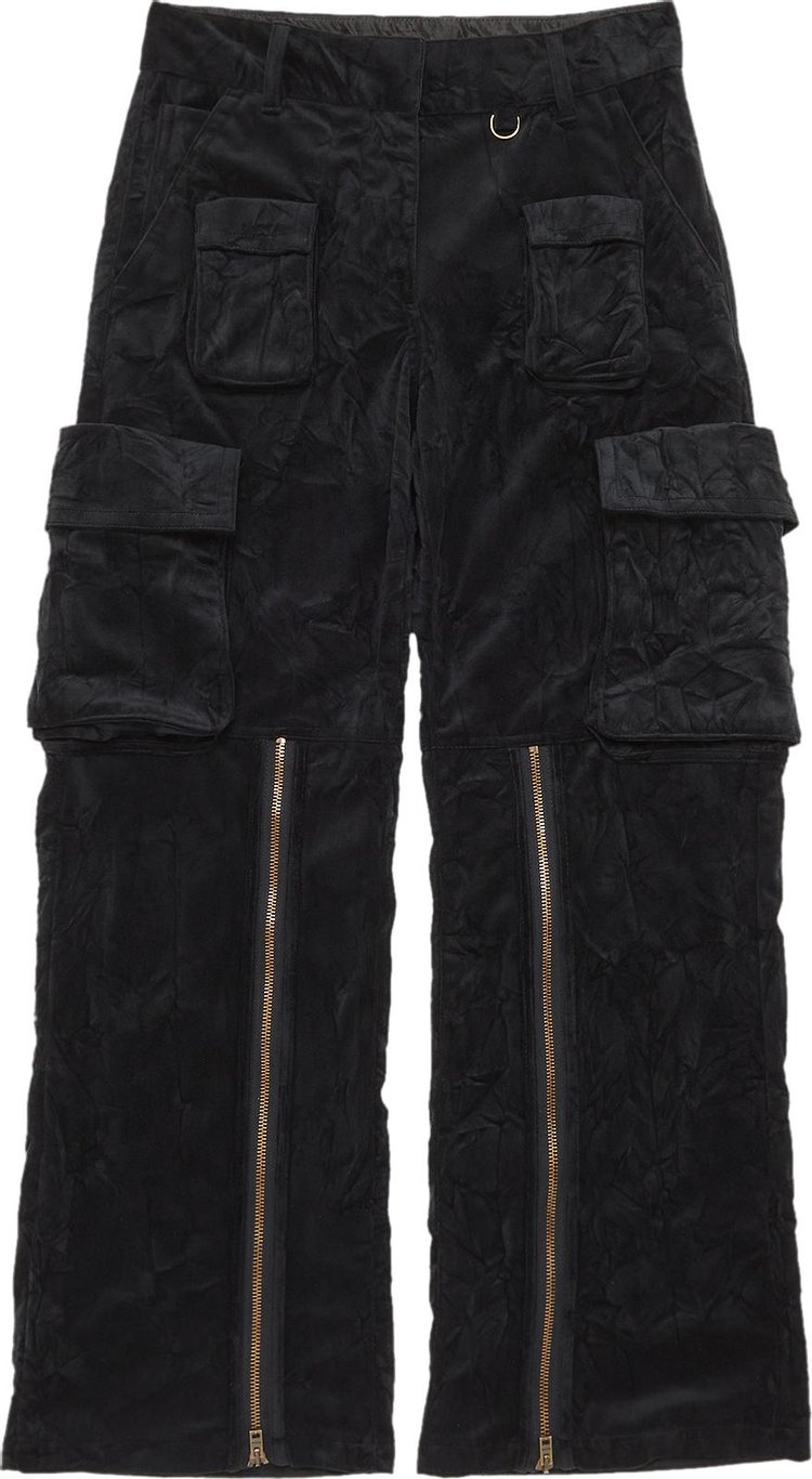 Acne Studios Crinkled Velvet Cargo Trousers 'Black'